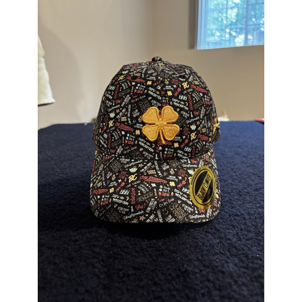 Black Clover Live Lucky Golf Hat Black Multicolor Clover Logo Adjustable NWT